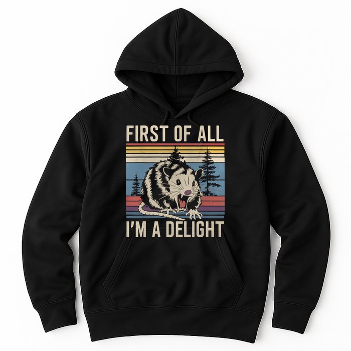First Of All I’M A Delight Sarcastic Angry Opossum Possum Hoodie