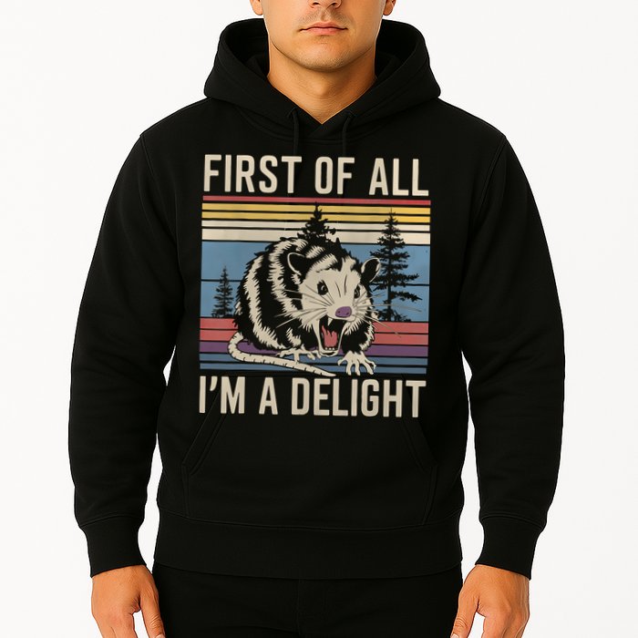 First Of All I’M A Delight Sarcastic Angry Opossum Possum Hoodie