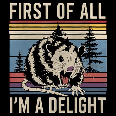 First Of All I’M A Delight Sarcastic Angry Opossum Possum T-Shirt
