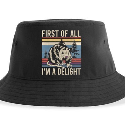 First Of All I’M A Delight Sarcastic Angry Opossum Possum Sustainable Bucket Hat