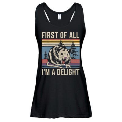 First Of All I’M A Delight Sarcastic Angry Opossum Possum Ladies Essential Flowy Tank