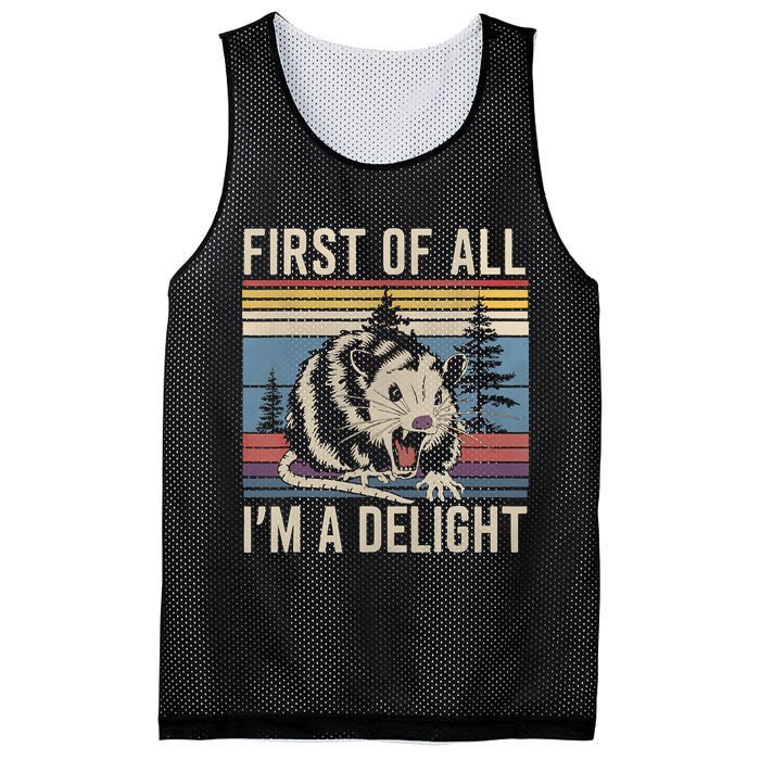 First Of All I’M A Delight Sarcastic Angry Opossum Possum Mesh Reversible Basketball Jersey Tank
