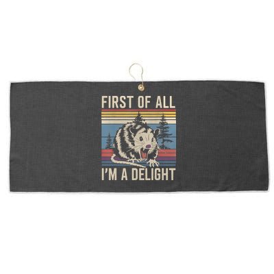 First Of All I’M A Delight Sarcastic Angry Opossum Possum Large Microfiber Waffle Golf Towel