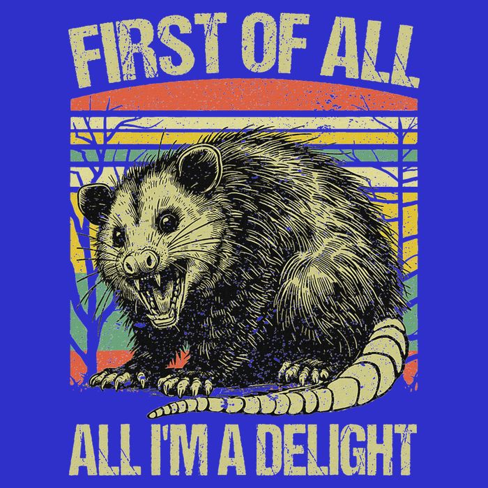First Of All Im A Delight Angry Opossum Possum Button