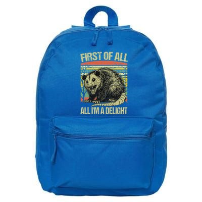 First Of All Im A Delight Angry Opossum Possum 16 in Basic Backpack