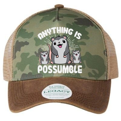 Funny Opossum Anything Is Possumble Cute Possum Family Cool Gift Legacy Tie Dye Trucker Hat