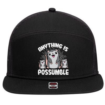 Funny Opossum Anything Is Possumble Cute Possum Family Cool Gift 7 Panel Mesh Trucker Snapback Hat