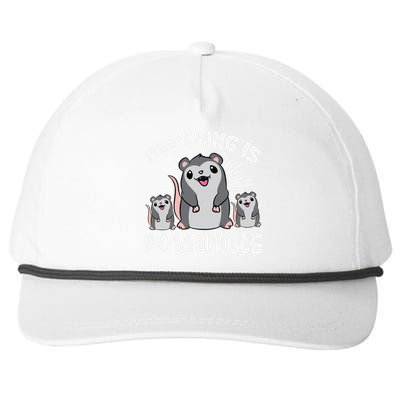 Funny Opossum Anything Is Possumble Cute Possum Family Cool Gift Snapback Five-Panel Rope Hat