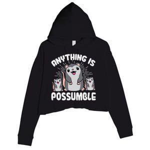 Funny Opossum Anything Is Possumble Cute Possum Family Cool Gift Crop Fleece Hoodie