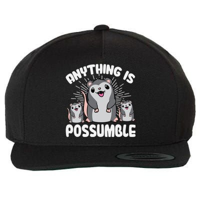 Funny Opossum Anything Is Possumble Cute Possum Family Cool Gift Wool Snapback Cap