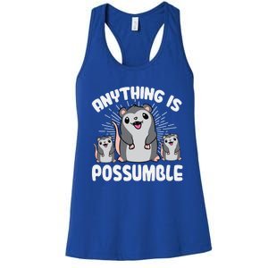 Funny Opossum Anything Is Possumble Cute Possum Family Cool Gift Women's Racerback Tank