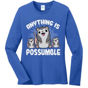 Funny Opossum Anything Is Possumble Cute Possum Family Cool Gift Ladies Long Sleeve Shirt