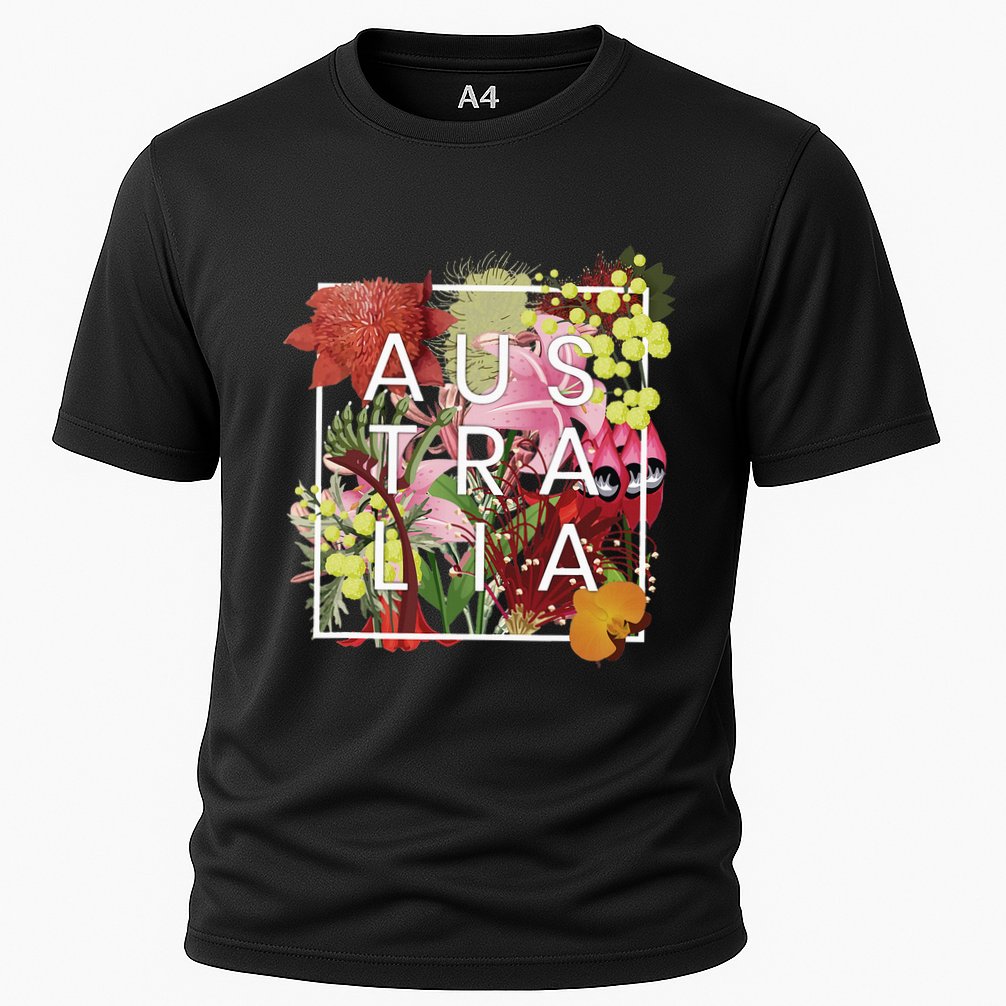 Flowers Of Australia Word Art Australian Pride Cooling Performance Crew T-Shirt