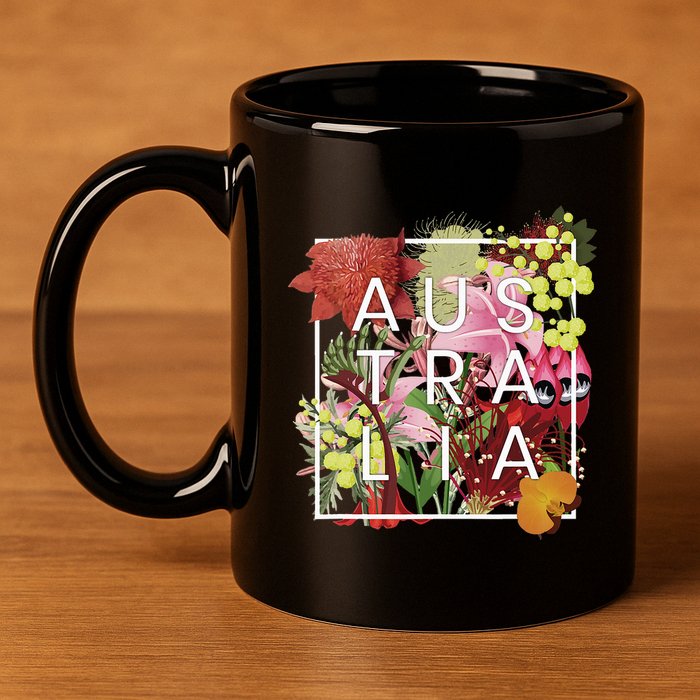 Flowers Of Australia Word Art Australian Pride 11oz C Handle Ceramic Mug