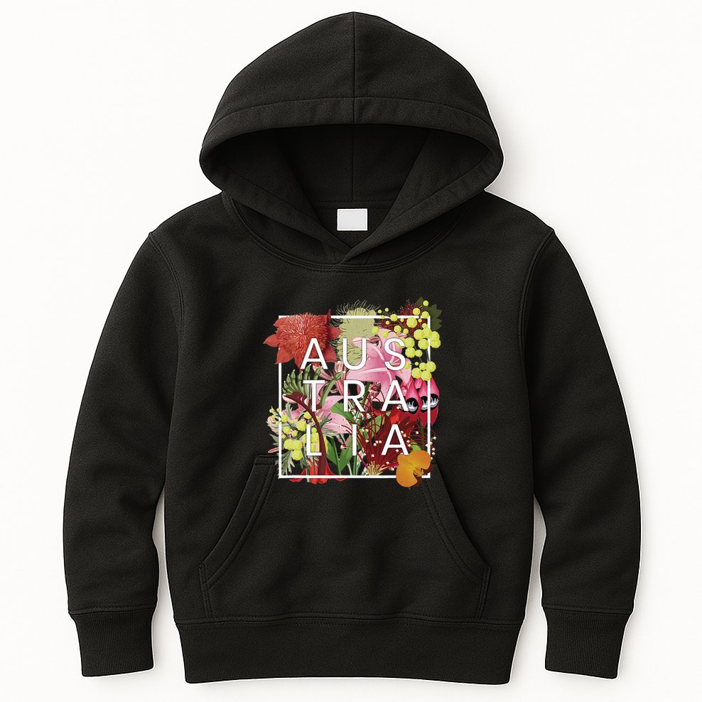 Flowers Of Australia Word Art Australian Pride Kids Hoodie