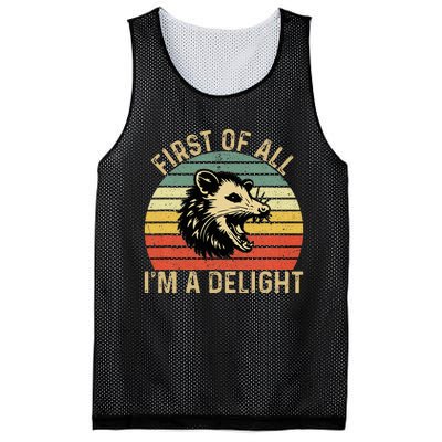 First Of All IM A Delight Sarcastic Angry Opossum Possum Mesh Reversible Basketball Jersey Tank