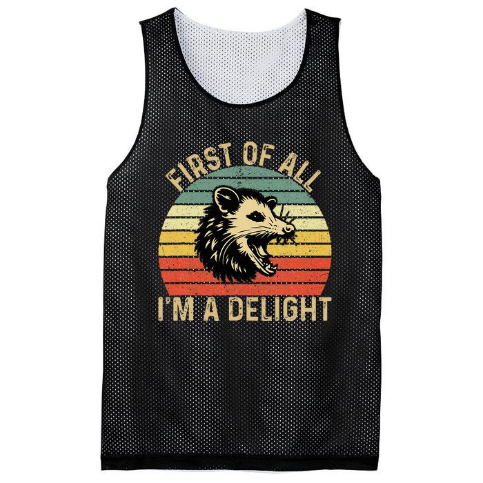 First Of All IM A Delight Sarcastic Angry Opossum Possum Mesh Reversible Basketball Jersey Tank