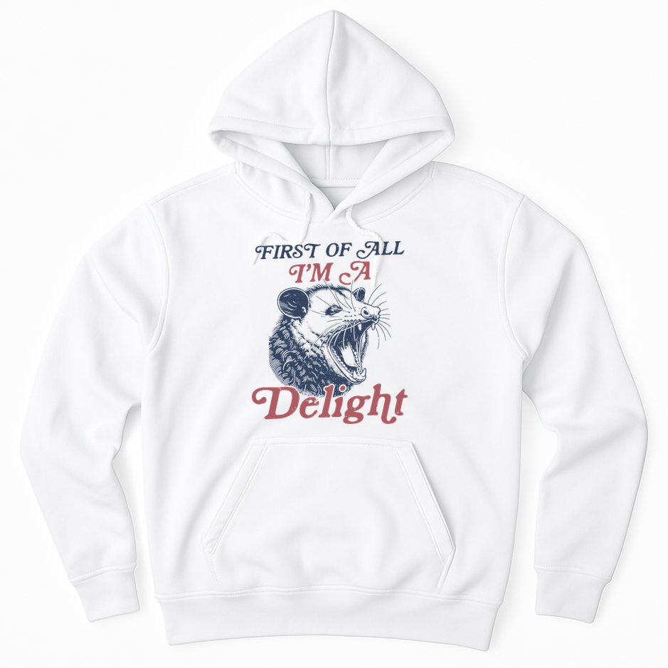 First Of All I'm A Delight Sarcastic Angry Opossum Possum Hoodie
