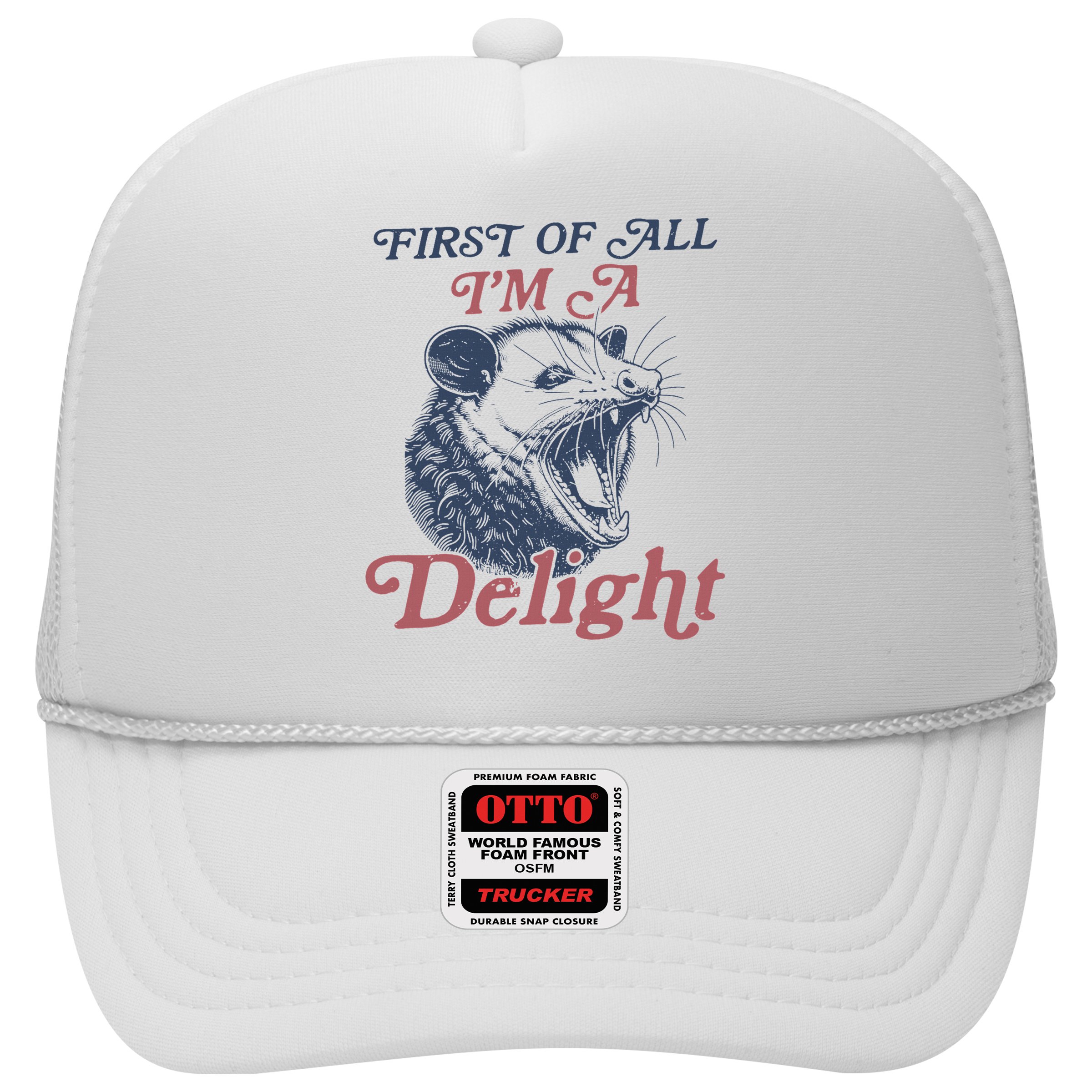 First Of All I'm A Delight Sarcastic Angry Opossum Possum Hat