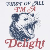 First Of All I'm A Delight Sarcastic Angry Opossum Possum Women's V-Neck T-Shirt