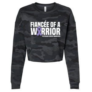 Fiancee Of A Warrior Testicular Cancer Awareness Meaningful Gift Cropped Pullover Crew