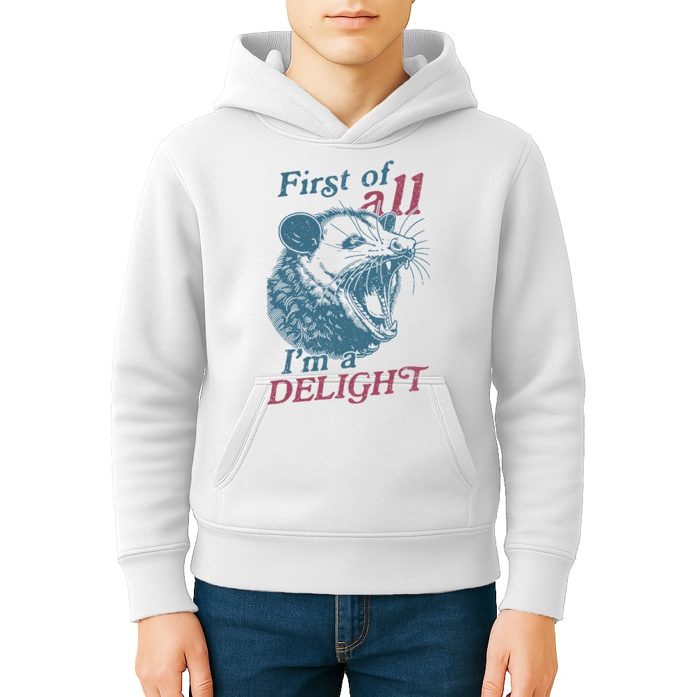 First Of All I'm A Delight Sarcastic Angry Opossum Lover Kids Hoodie
