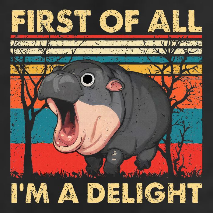 First Of All IM A Delight Funny Moo Deng Hippo Hippopotamus Garment-Dyed Fleece Hoodie