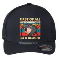 First Of All IM A Delight Funny Moo Deng Hippo Hippopotamus Flexfit Unipanel Trucker Cap