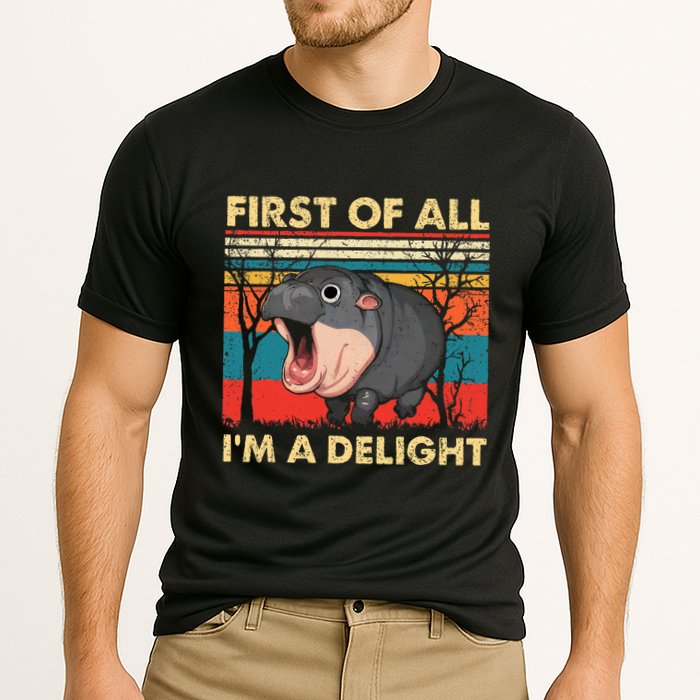 First Of All IM A Delight Funny Moo Deng Hippo Hippopotamus Performance Shirt