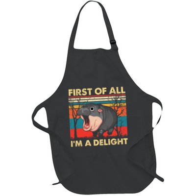 First Of All IM A Delight Funny Moo Deng Hippo Hippopotamus Apron
