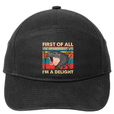 First Of All IM A Delight Funny Moo Deng Hippo Hippopotamus 7-Panel Snapback Hat