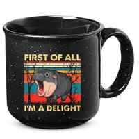 First Of All IM A Delight Funny Moo Deng Hippo Hippopotamus 15oz Campfire Ceramic Mug