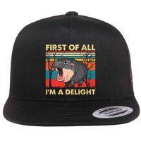 First Of All IM A Delight Funny Moo Deng Hippo Hippopotamus Flatbill Hat