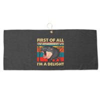 First Of All IM A Delight Funny Moo Deng Hippo Hippopotamus Large Microfiber Waffle Golf Towel