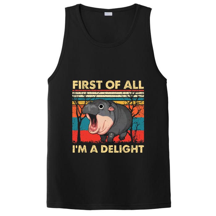 First Of All IM A Delight Funny Moo Deng Hippo Hippopotamus PosiCharge Competitor Tank