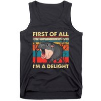 First Of All IM A Delight Funny Moo Deng Hippo Hippopotamus Tank Top