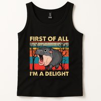 First Of All IM A Delight Funny Moo Deng Hippo Hippopotamus Tank Top