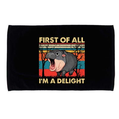 First Of All IM A Delight Funny Moo Deng Hippo Hippopotamus Microfiber Hand Towel
