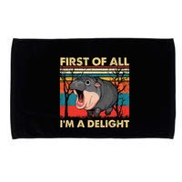 First Of All IM A Delight Funny Moo Deng Hippo Hippopotamus Microfiber Hand Towel