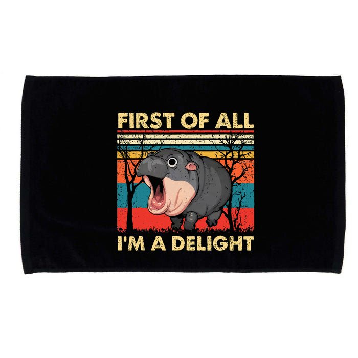 First Of All IM A Delight Funny Moo Deng Hippo Hippopotamus Microfiber Hand Towel