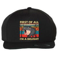 First Of All IM A Delight Funny Moo Deng Hippo Hippopotamus Wool Snapback Cap