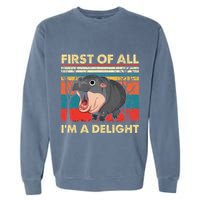 First Of All IM A Delight Funny Moo Deng Hippo Hippopotamus Garment-Dyed Sweatshirt