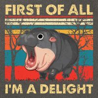 First Of All IM A Delight Funny Moo Deng Hippo Hippopotamus Cotton Canvas Backpack