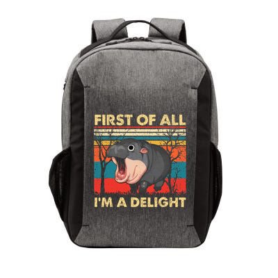 First Of All IM A Delight Funny Moo Deng Hippo Hippopotamus Vector Backpack