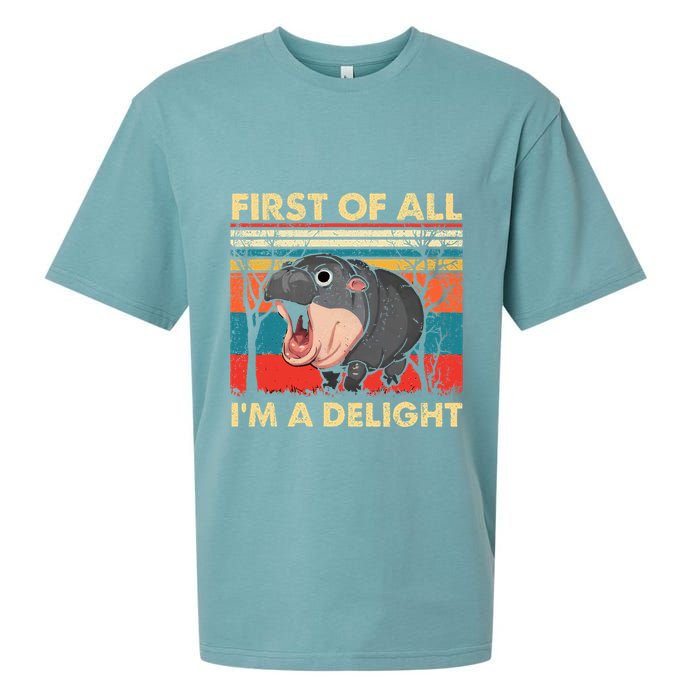 First Of All IM A Delight Funny Moo Deng Hippo Hippopotamus Sueded Cloud Jersey T-Shirt