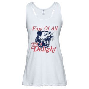 First Of All IM A Delight Funny Women Cute Raccoon Ladies Essential Flowy Tank