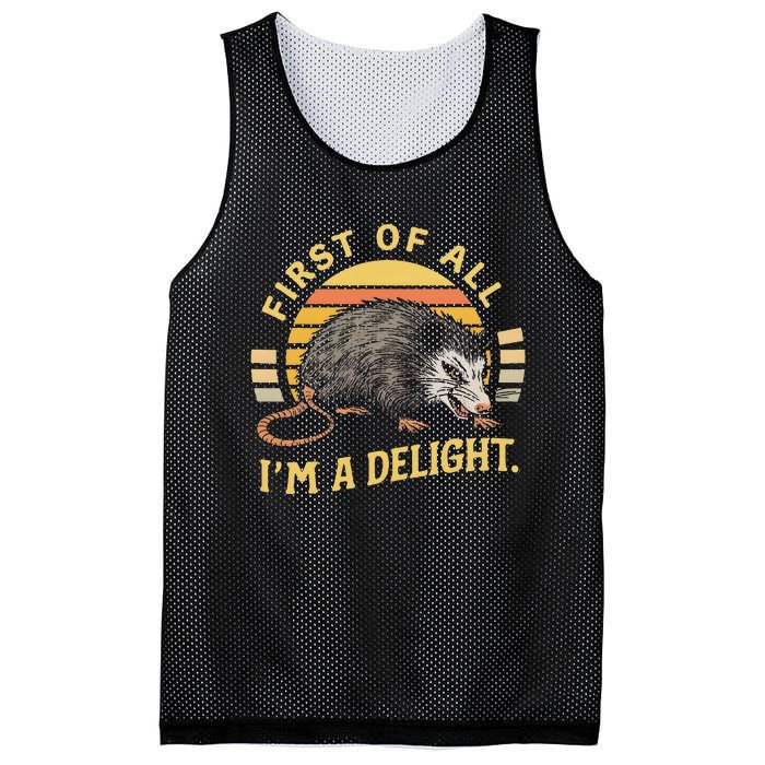 First Of All IM A Delight Sarcastic Angry Opossum Possum Mesh Reversible Basketball Jersey Tank