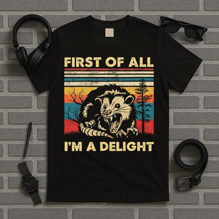 First Of All I'm A Delight Sarcastic Angry Opossum Possum T-Shirt