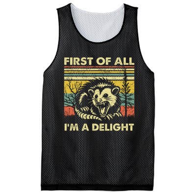 First Of All IM A Delight Sarcastic Angry Opossum Lover Mesh Reversible Basketball Jersey Tank