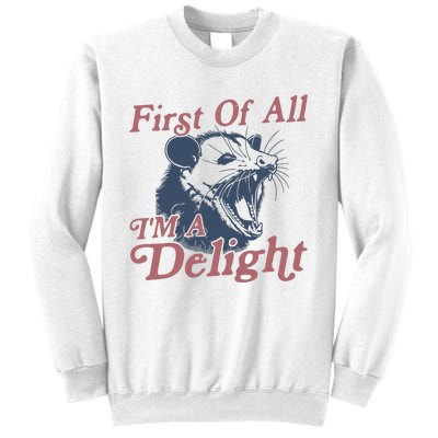 First Of All IM A Delight Sarcastic Angry Opossum Possum Sweatshirt